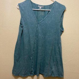 James Perse Women's Green Distressed Wash Pleated Back Tank Top Size 1/Small